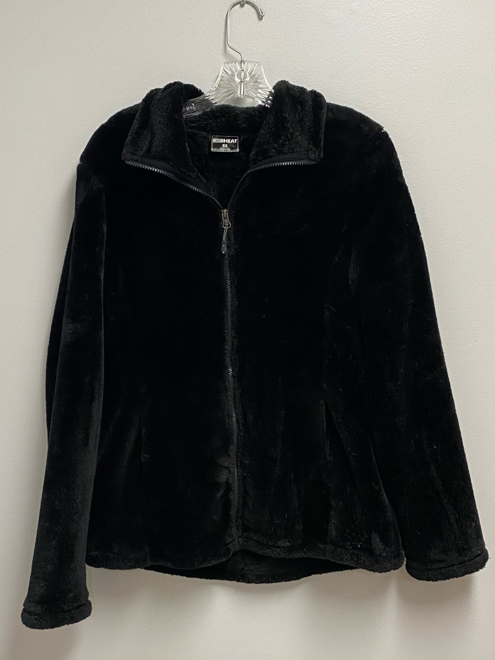 Women’s 32 degrees Heat black furry jacket medium